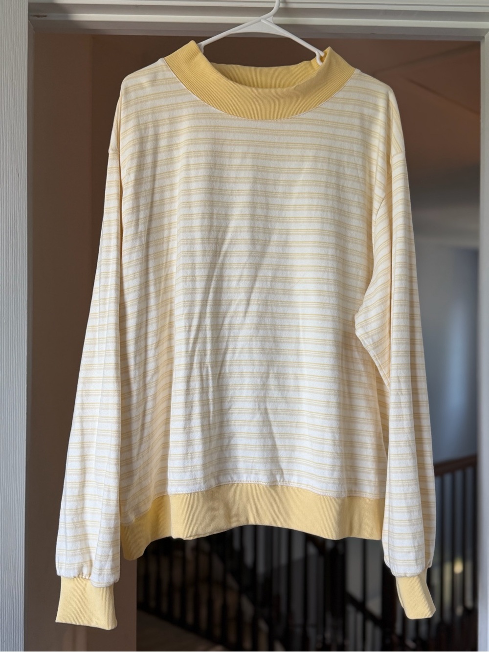 PARKE Summerland Stripe Mockneck Pullover Yellow L/XL